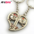 Customize girls ladies half heart metal iron couple paris souvenir keychain